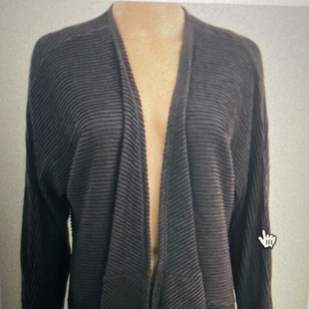 Chalet Brown Cardigan Jacket Crinkle Knit Open Front Wave Medium